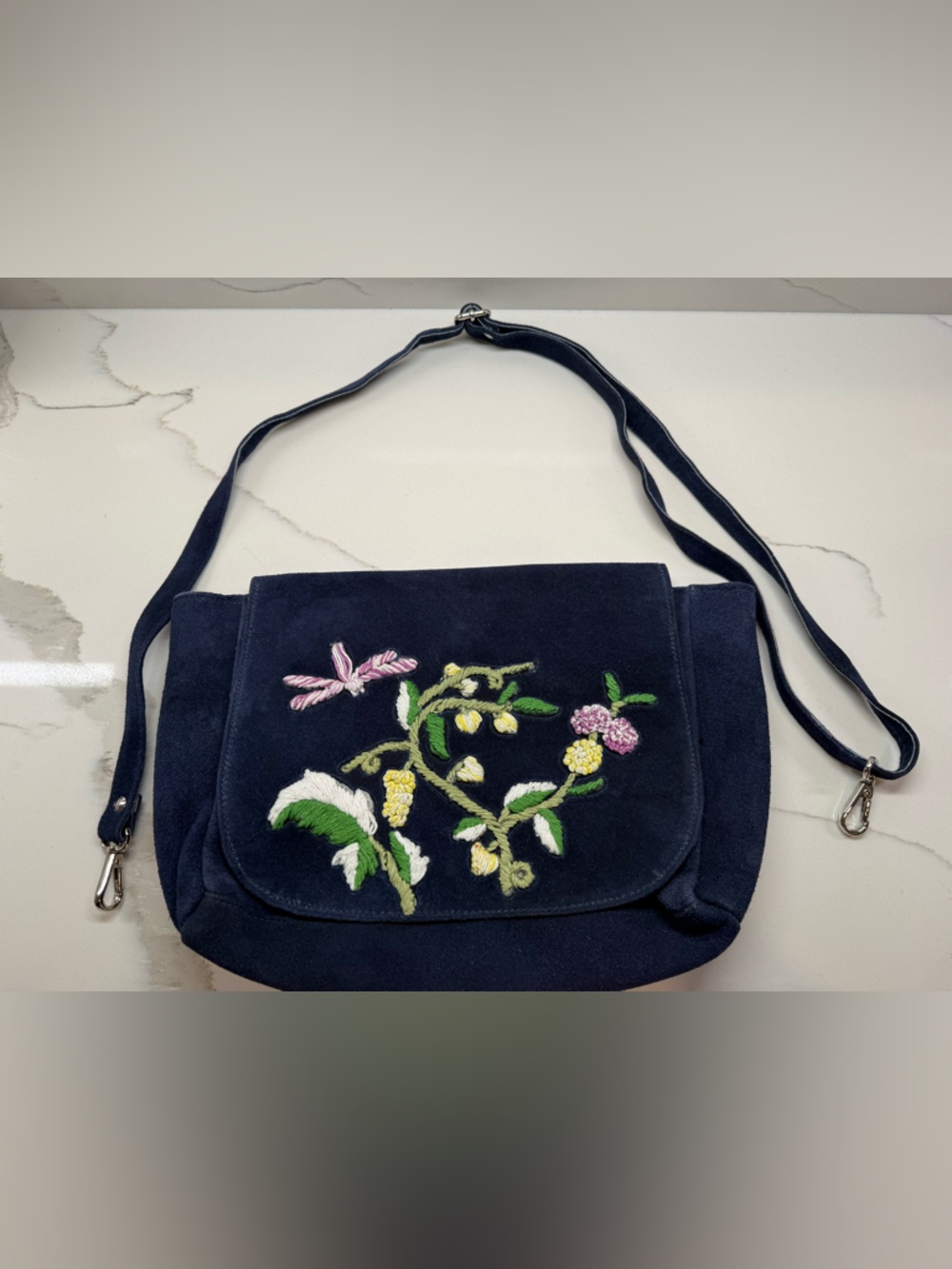RAJ Hand Embroidered Suede Leather Messenger Purse